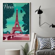 Colourful art print of Paris featuring the Eiffel Tower
