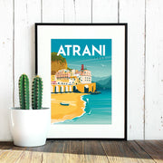 Travel poster of the Italian village of Atrani on the Amalfi Coast