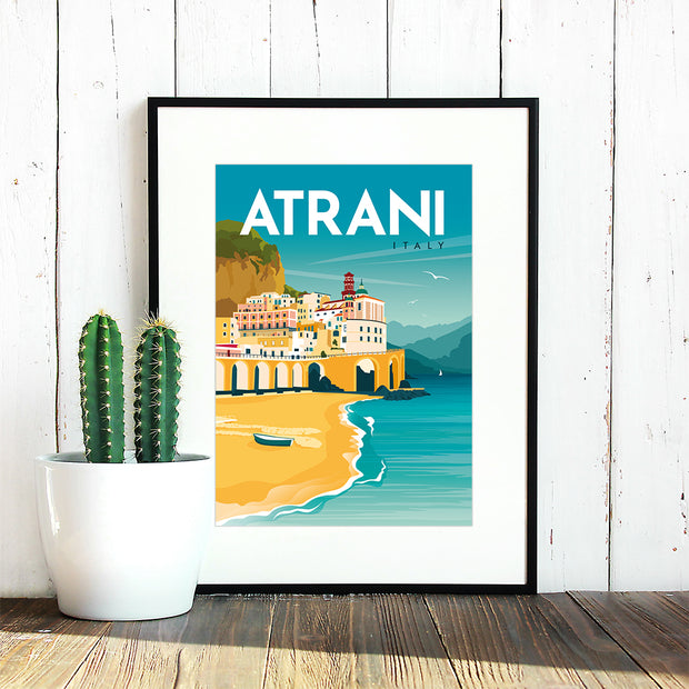 Travel poster of the Italian village of Atrani on the Amalfi Coast